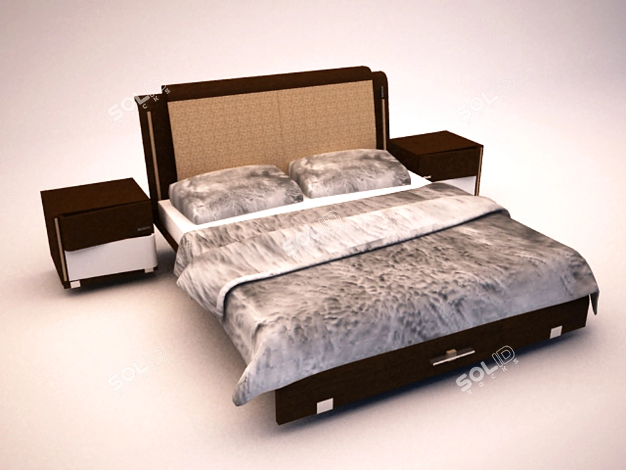 Custom Size Double Bed 3D model image 1