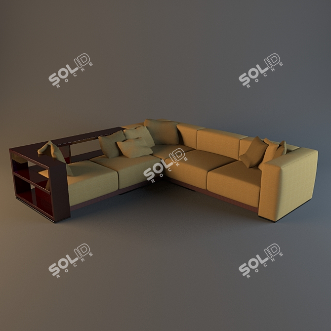 Custom Size Corner Sofa with Shelf 3D model image 1