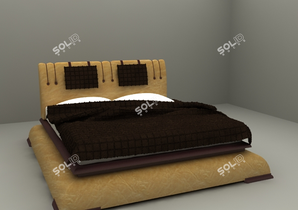LuxLeather Bed: Modern Elegance 3D model image 1