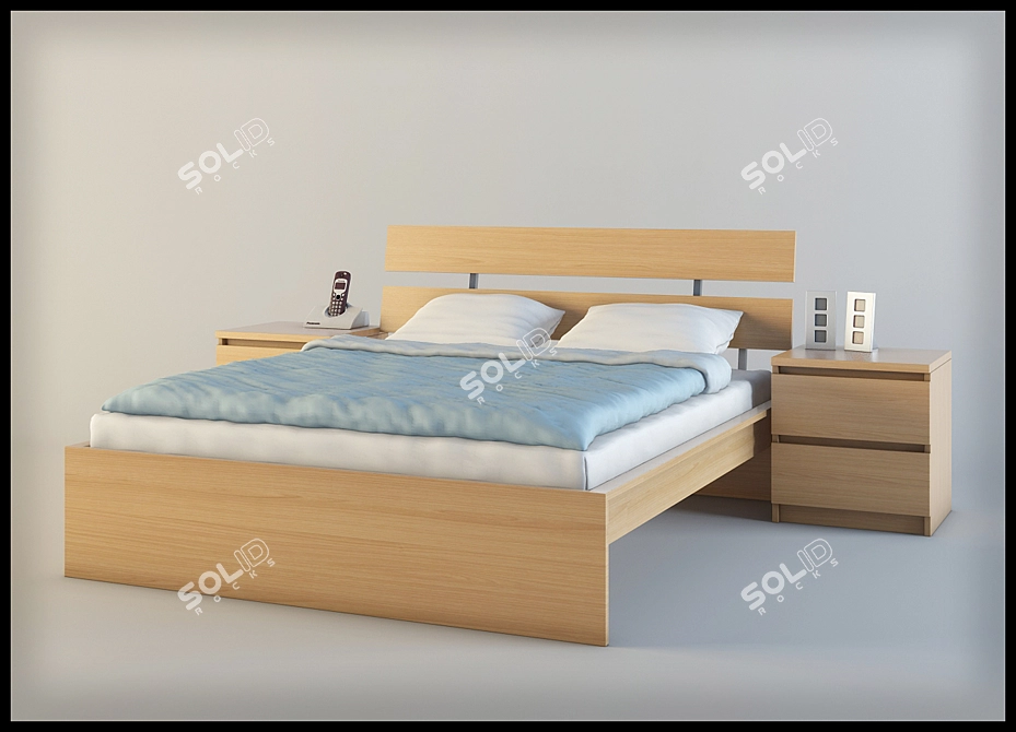 Stylish Ikea HOPEN Bed Set 3D model image 1