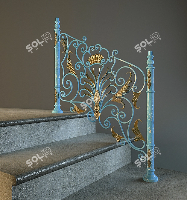 Elegant Steel Fence 3D model image 1