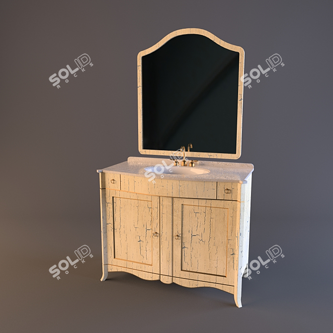 Glam Mirror Vanity Set 3D model image 1