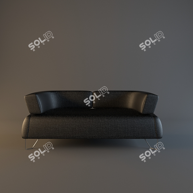 Modern Leather Sofa with Scandinavian Design 3D model image 1