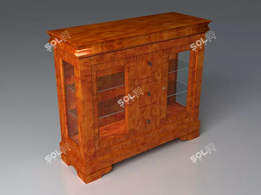 Elegant OB 20.06 Alder Wood Glass Komod 3D model image 1