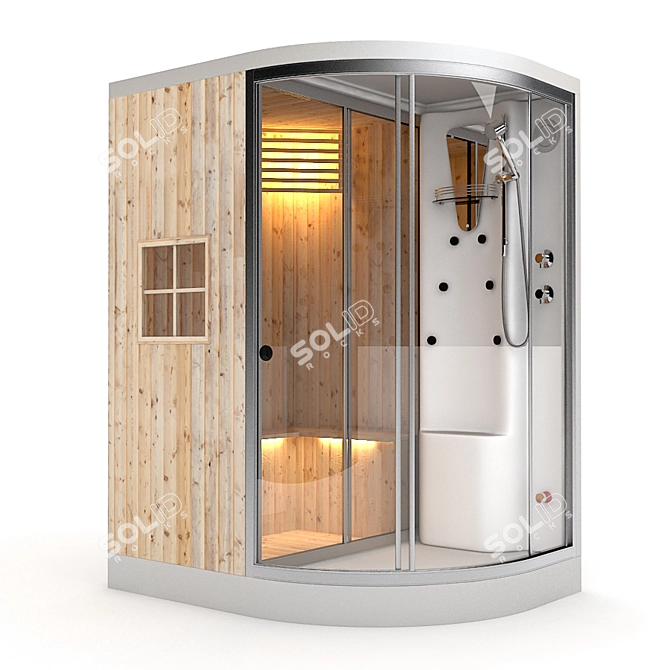 Luxury Sauna and Shower Combo 3D model image 1