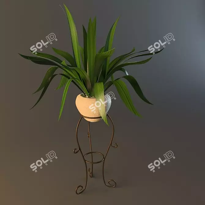 Handcrafted Flower on Textured Stand 3D model image 1