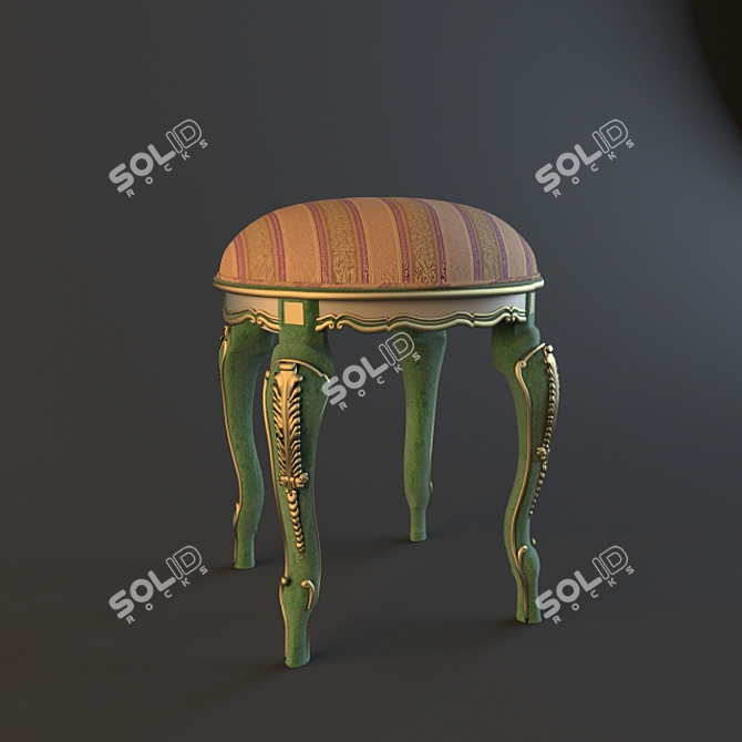 Classic Texture Ottoman 3D model image 1