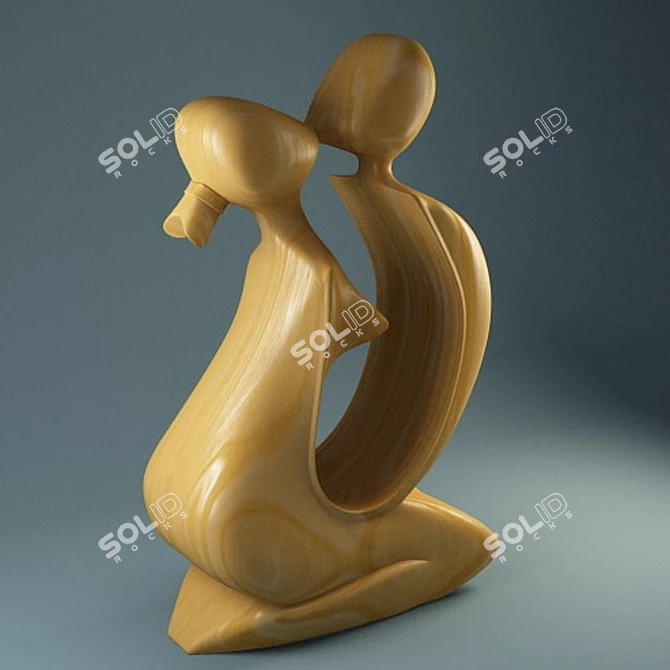 Handcrafted Wooden Statuette 3D model image 1