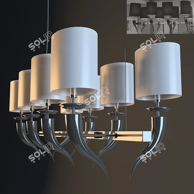 Elegant Silver Pendant Light 3D model image 1