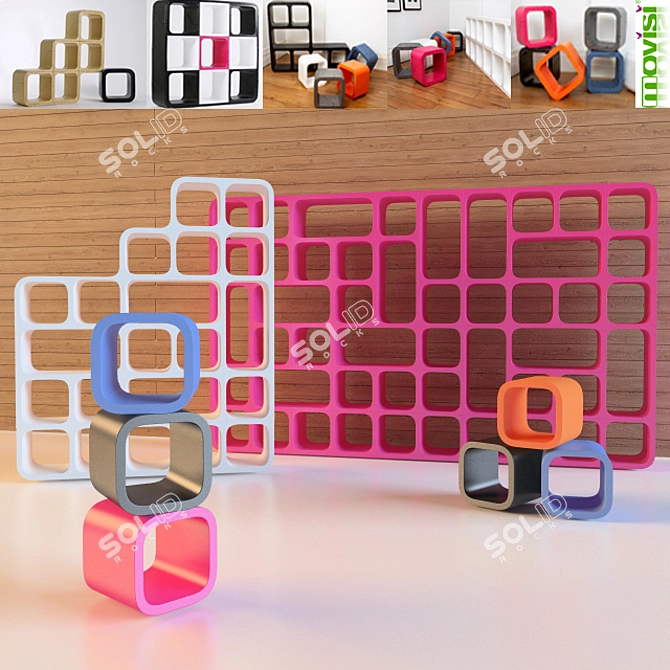 Modular Jigsaw Shelving System 3D model image 1