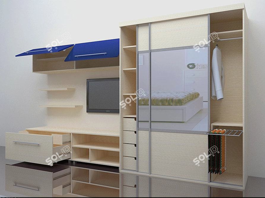 Modern Wall Unit 3D model image 1