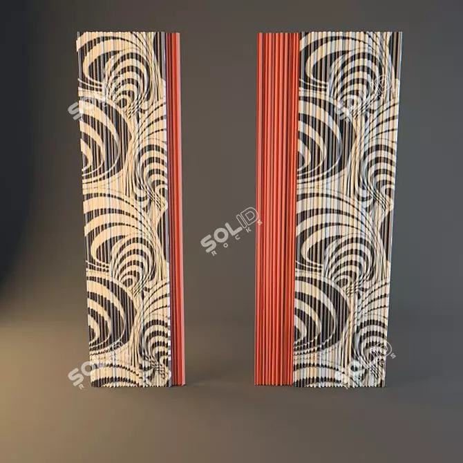 Contrast Graphic Curtains 3D model image 1