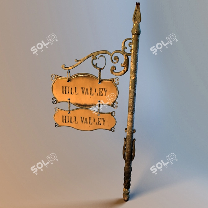 Classic Textured Signboard 3D model image 1