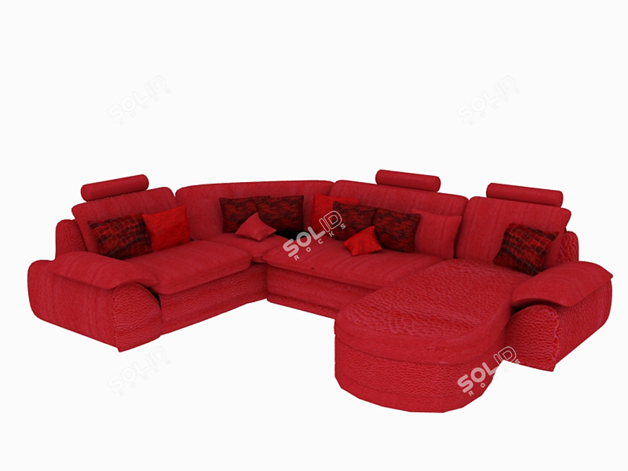 Title: Modern U-Shape Sofa | Textured Comfort 3D model image 1