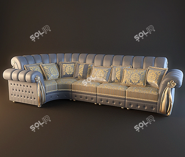 Classic Custom-Made Sofa: Paolo Lucchetta Wooden Inserts 3D model image 1