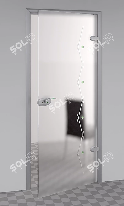 Elegant Flora Glass Doors 3D model image 1