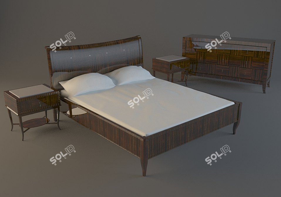 Elegant Bedroom Set 3D model image 1