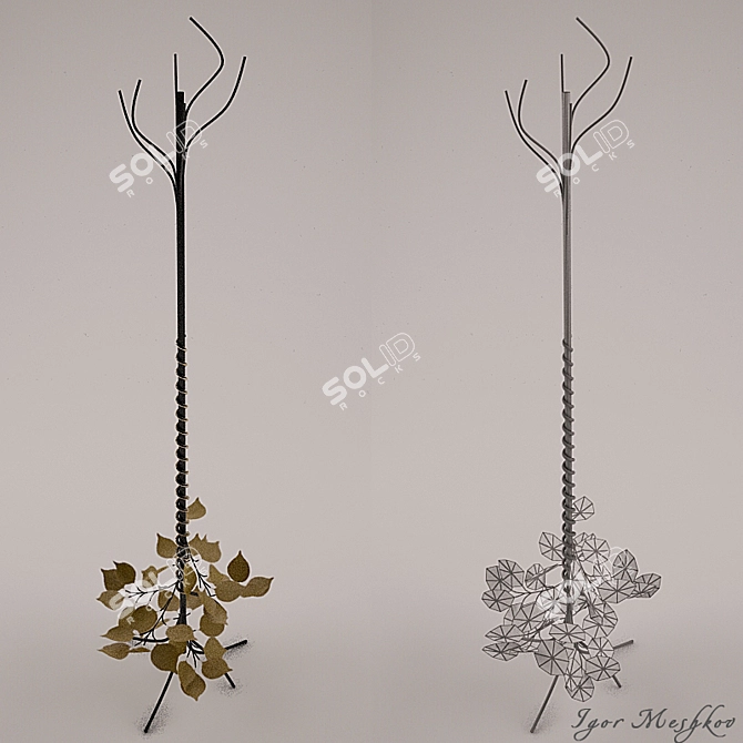 Rustic Tree Hanger 3D model image 1
