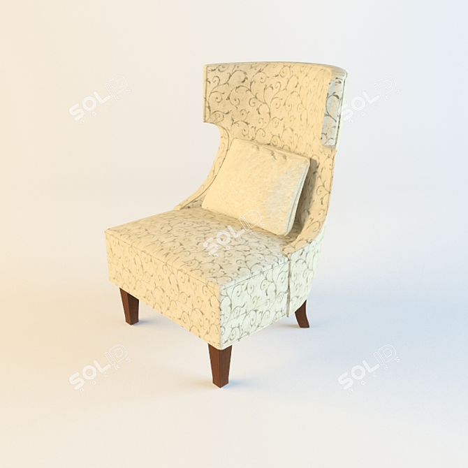 Textured Semicircle Armchair 3D model image 1