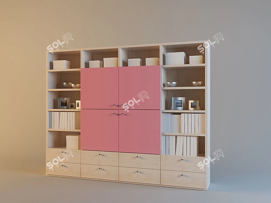 Children's Wardrobe with Storage 3D model image 1