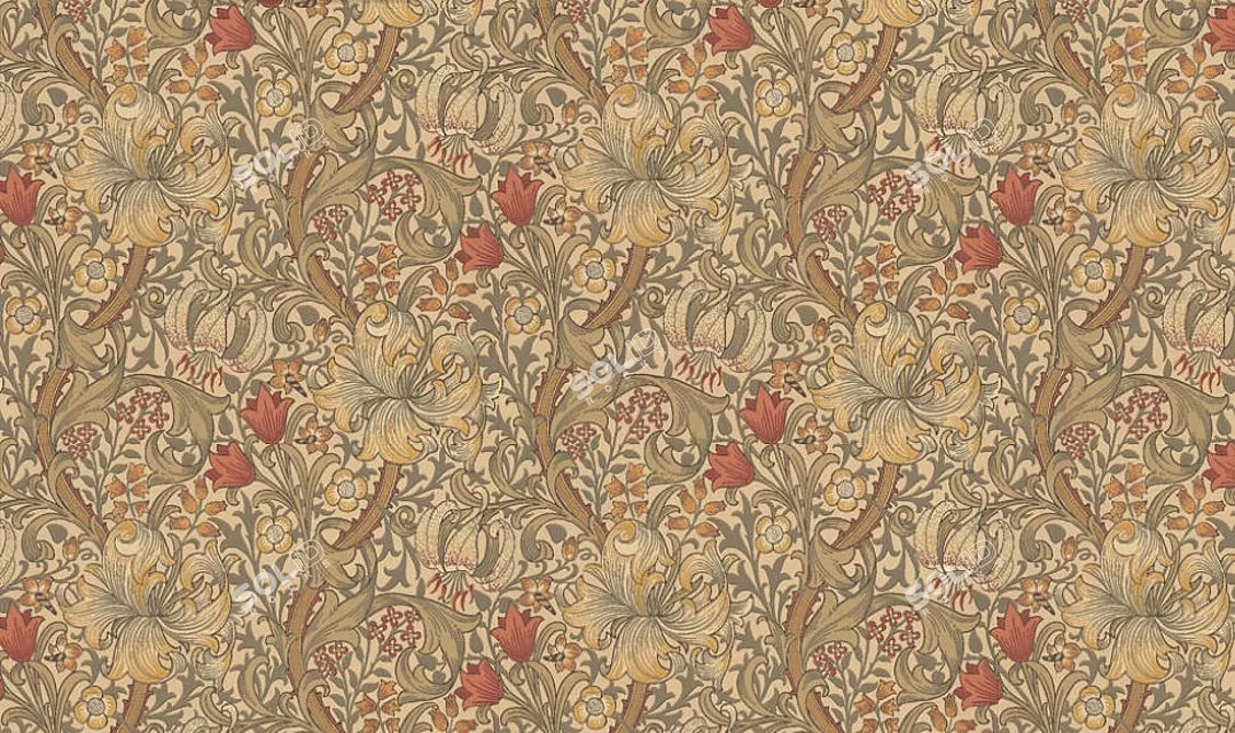 Vintage Elegance: Morris Archive Wallpapers 3D model image 1