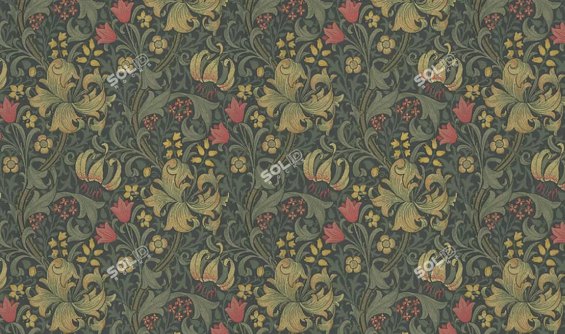 Morris Archive Golden Lily Wallpapers 3D model image 1