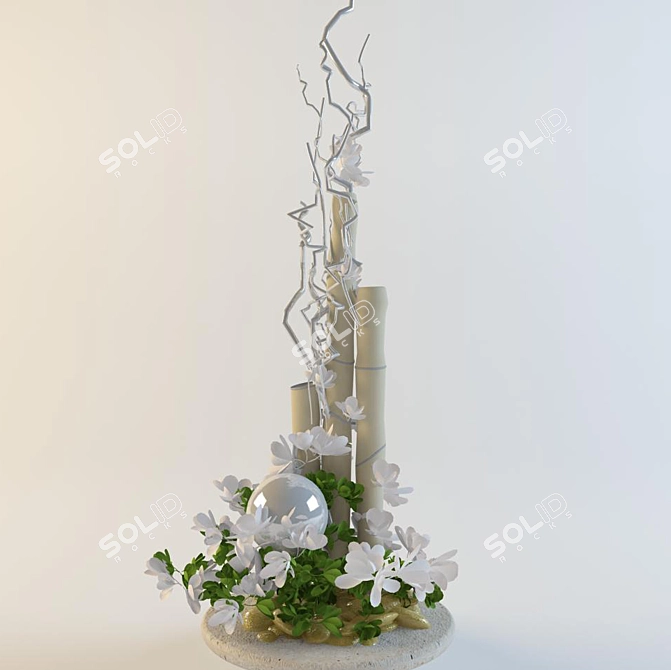 Elegant Floral Ensemble 3D model image 1