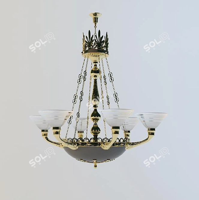 Mariner Bronze Chandelier with Alabaster Shades 3D model image 1