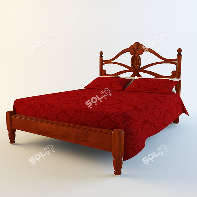 Italian Carved Bed: Exquisite Design 3D model image 1