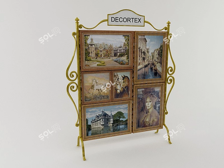 Forged Easel Stand with Tapestry Art 3D model image 1