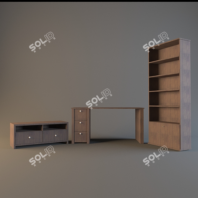 Versatile Storage Solution: Hemnes Desk, Alve Rack 3D model image 1