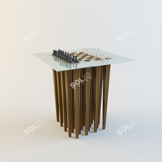 Modern Chess Table 3D model image 1
