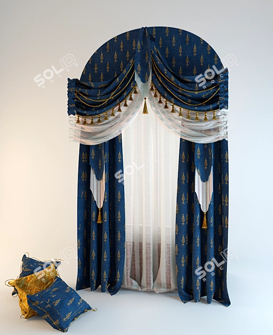 Arched Window Curtains 3D model image 1