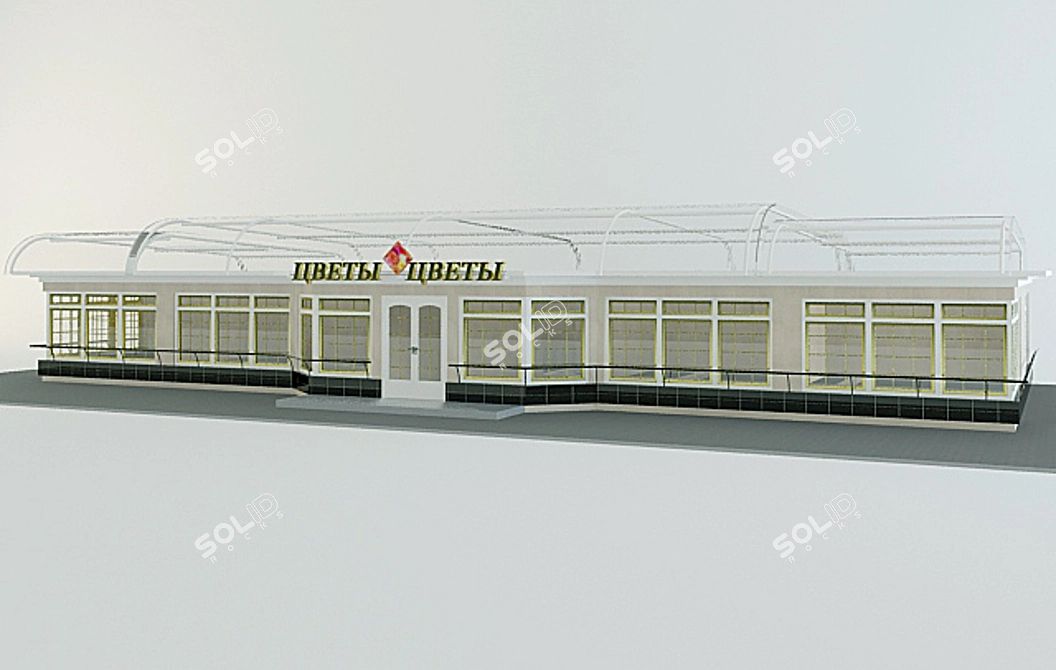 Transparent Rooftop Flower Shop 3D model image 1