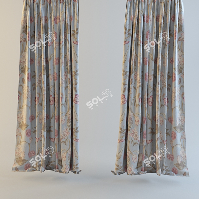 Elegant Slat Curtain 3D model image 1