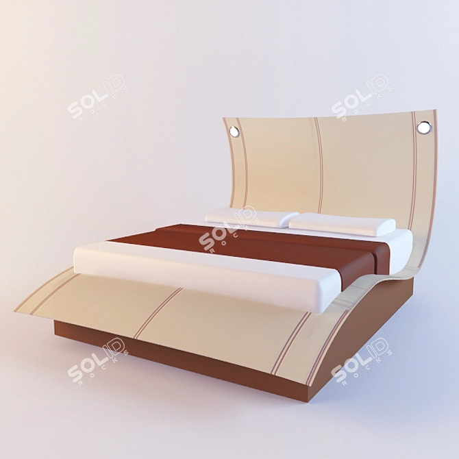 Wave Bed: Ergonomic Design with LED Lighting 3D model image 1