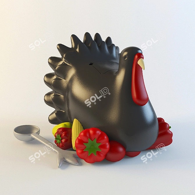 Ceramic Turkey Figurine 3D model image 1