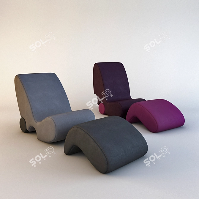 Modern Lounge Chair with Footrest 3D model image 1