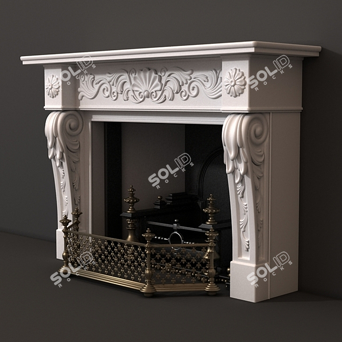 Elegant Photo-Inspired Fireplace 3D model image 1