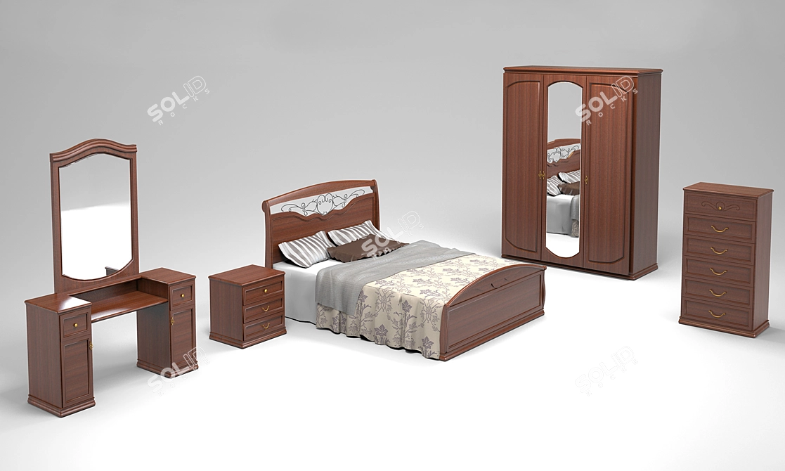 Elegant Bedroom Furniture Set 3D model image 1