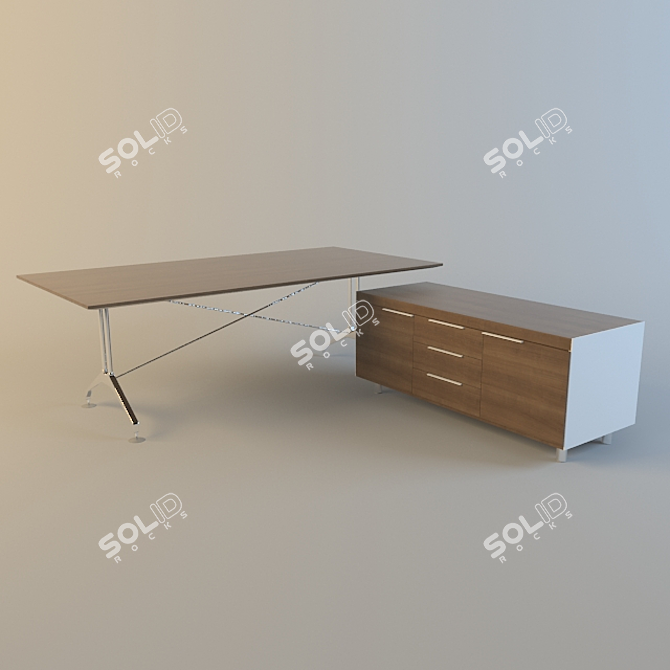 Modern Desk with Built-In Storage 3D model image 1