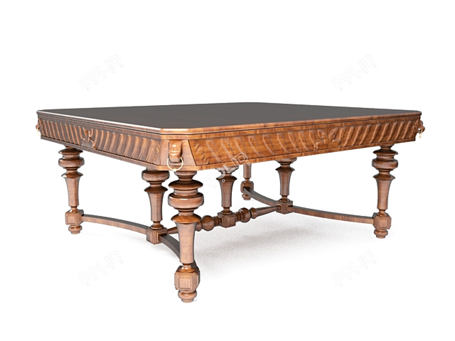 Title: Elegant Hand-Carved Wooden Table 3D model image 1