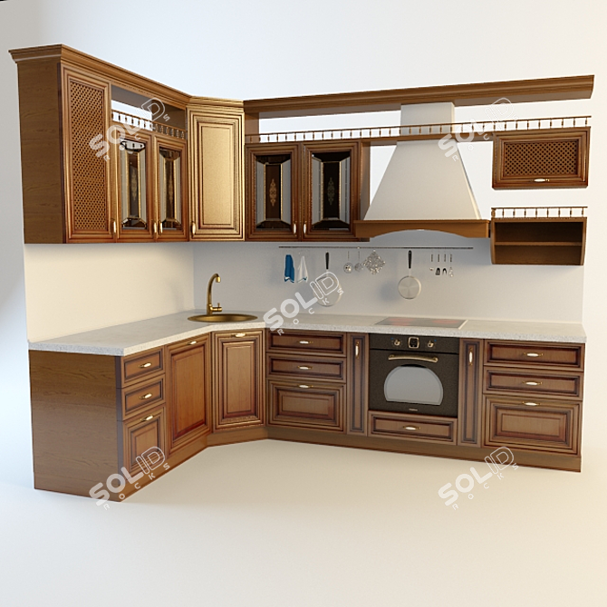 Elegant FERENZE Kitchen 3D model image 1