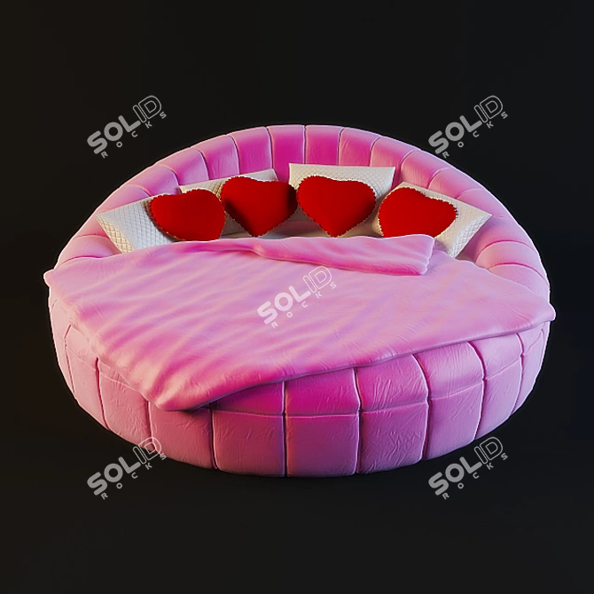 Round Bed for Girls 3D model image 1