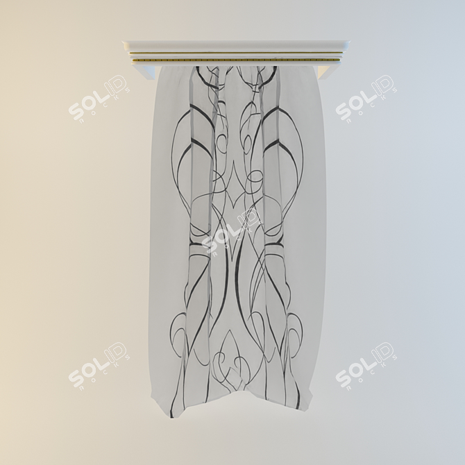 Classic Curtain with Cornice 3D model image 1