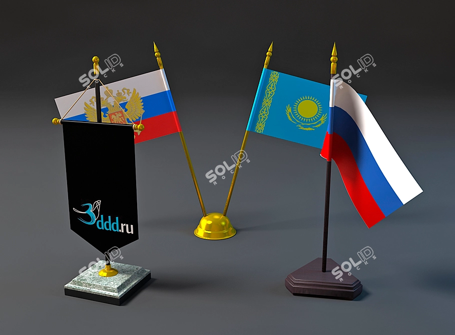 Modular Desktop Flags 3D model image 1