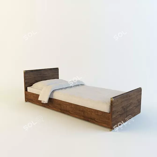 Indiana Bed: Dub Sutter Oak 3D model image 1