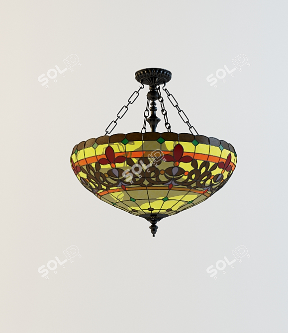 Elegant Tiffany Stained Glass Chandelier 3D model image 1