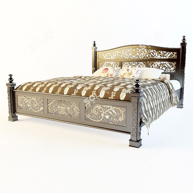 Elegant Bliss Bed 3D model image 1