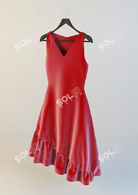 Title: Red Lady Matrix Dress 3D model image 1